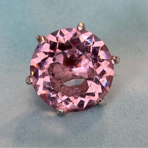 Sparkling Pink Gemstone Extra Large Stone Silver Ring